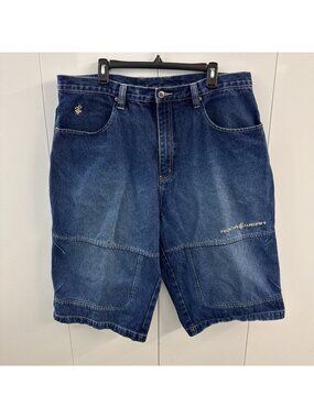 Vintage Y2K Rocawear Men's Denim Jean Shorts Baggy Long Relaxed Hip Hop Sz 40